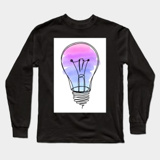 Lightbulb Watercolor Pink Purple Blue Gradient Continuous Line drawing Long Sleeve T-Shirt